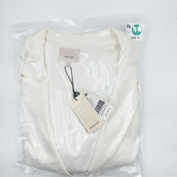 Cinq á Sept Kourtney White Ruffle Blazer Ivory 6 Small Single Breasted Peplum - Picture 9 of 9